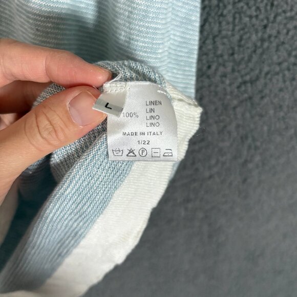 100% Capri 100% Linen Polo Shirt - Men's Size L - Blue - Picture 3 of 8